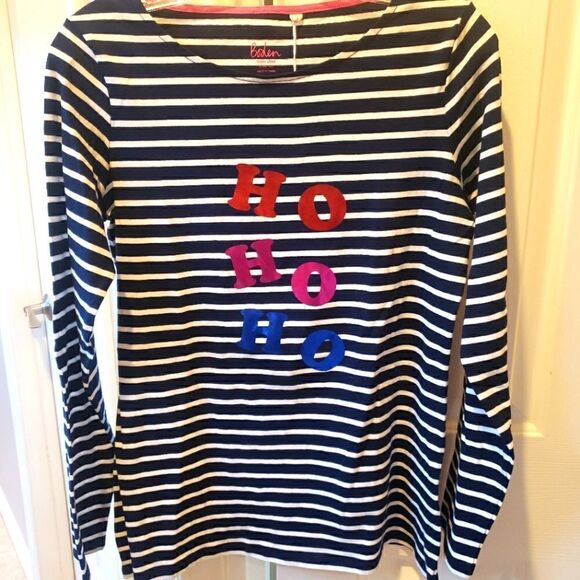Boden Stripes Ahead HO HO HO Shirt - Picture 1 of 3